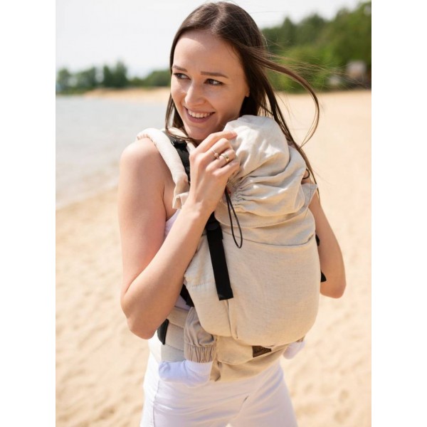 Nosidełko Multi Grow: Little Herringbone Natural Linen, 60% bawełna 20% len 20% bambus, żakard