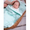 Triangles Aquamarine double-sided quilt, Minky/cotton, 50 x 70 cm