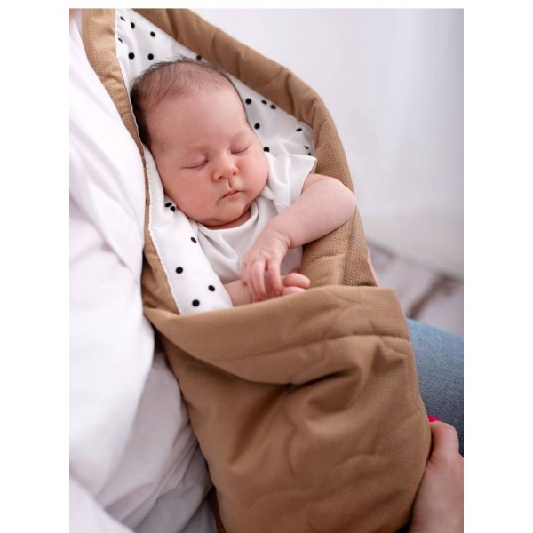 Doppelseitige Steppdecke Caramel Teddy In Clouds, Minky / baumwolle, 100x70 cm