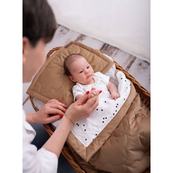 Doppelseitige Steppdecke Caramel Teddy In Clouds, Minky / baumwolle, 100x70 cm