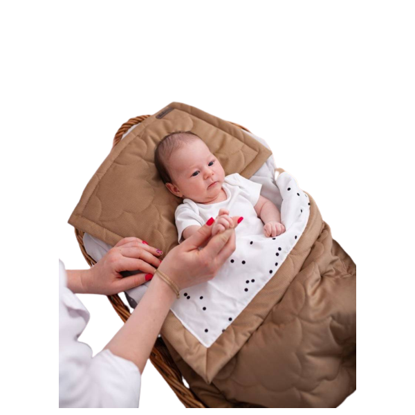 Doppelseitige Steppdecke Caramel Teddy In Clouds, Minky / baumwolle, 100x70 cm