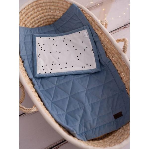Triangles Jeans double-sided quilt, Minky/cotton, 50 x 70 cm