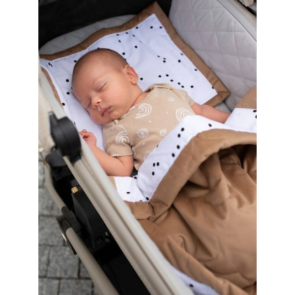 Doppelseitige Steppdecke Caramel Teddy In Clouds, Minky / baumwolle, 50 x 70 cm