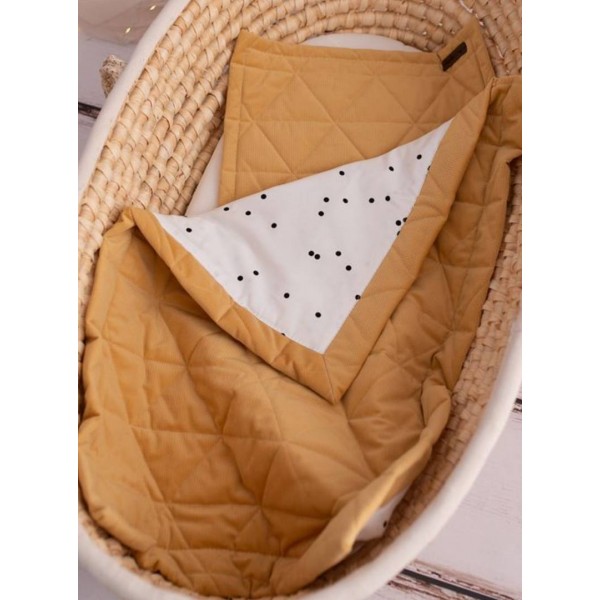 Kołderka dwustronna Triangles Mustard, Minky/bawełna, 50 x 70 cm