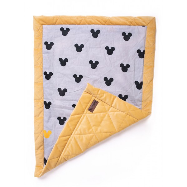 Kołderka dwustronna Triangles Mustard, Minky/bawełna, 50 x 70 cm