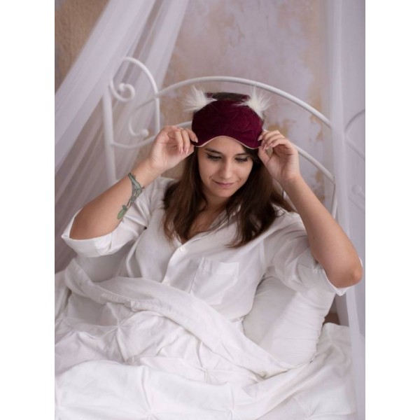 Dreamy Bear eye mask/sleeping mask Stars Maroon