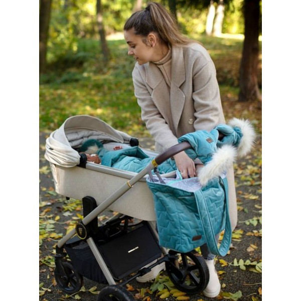 Handschuhe zum Kinderwagen Muff&Go Leaves Ocean Green