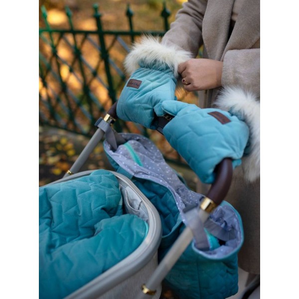 Handschuhe zum Kinderwagen Muff&Go Leaves Ocean Green