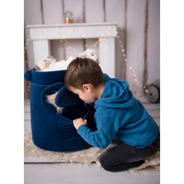 Teddy Toy basket Big Diamonds Deep Blue