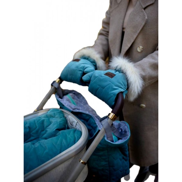 Handschuhe zum Kinderwagen Muff&Go Leaves Ocean Green