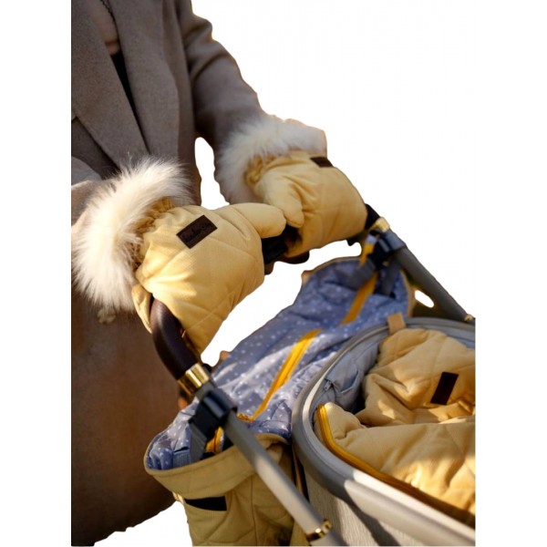Rękawice do wózka Muff&Go Triangles Mustard