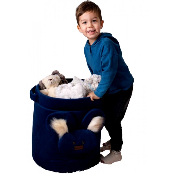 Teddy Toy basket Big Diamonds Deep Blue