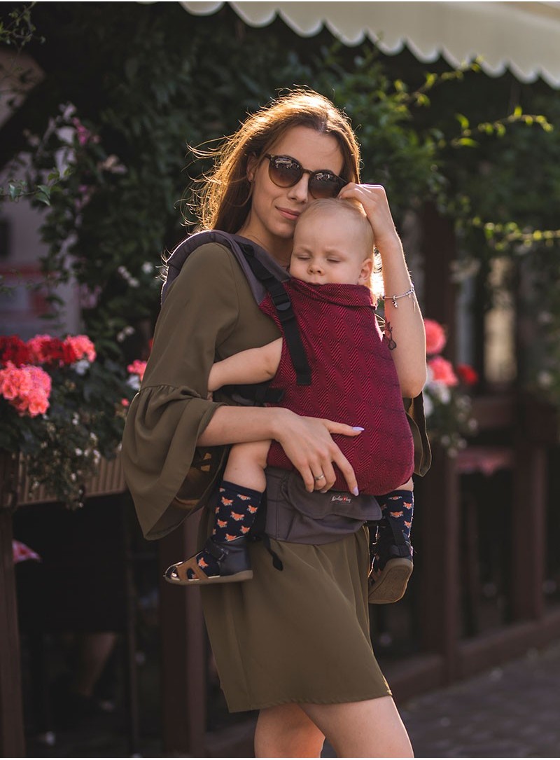 Babytrage  Multi Grow: Diamond Maroon, 100% Baumwolle, Jacquardstoff