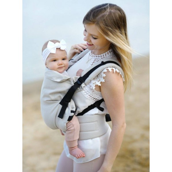 Multi Grow Carrier: Herringbone Ecru Bamboo, 80% combed cotton 20% bamboo, jacquard