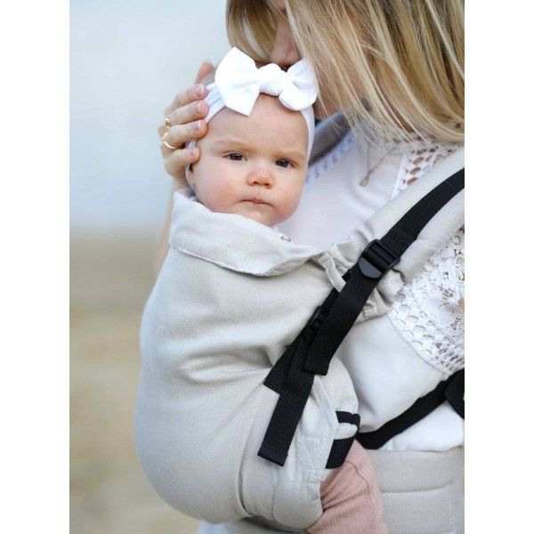 Multi Grow Carrier: Herringbone Ecru Bamboo, 80% combed cotton 20% bamboo, jacquard