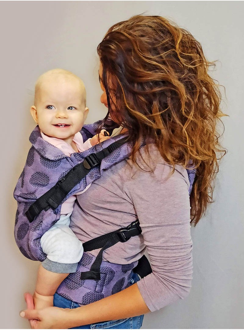 Multi Grow Carrier: Dots Lavender, 100% cotton, jacquard