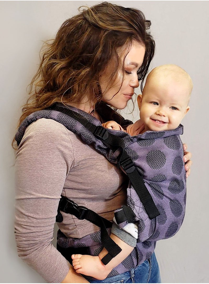 Multi Grow Carrier: Dots Lavender, 100% cotton, jacquard