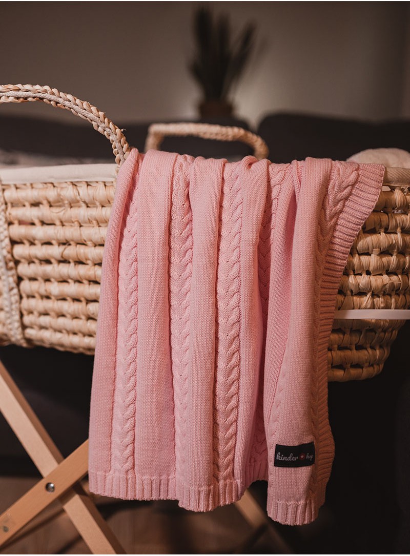Gestrickte kinderdecke Pink, 100% baumwolle, 90x65 cm