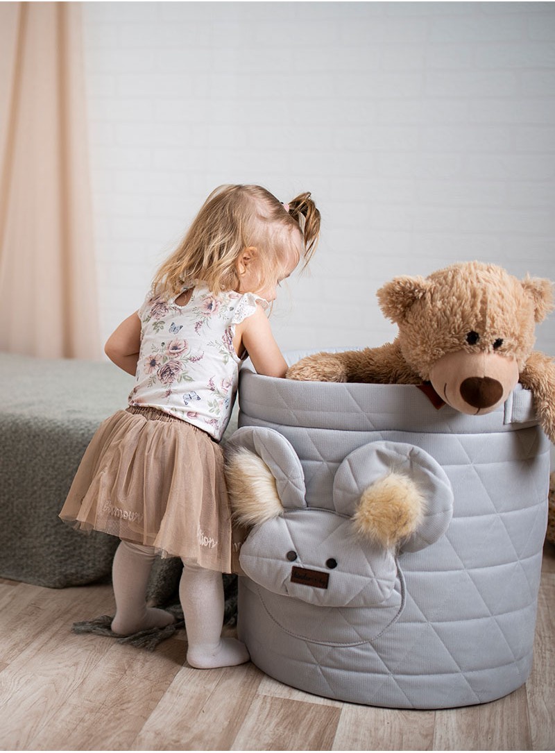 Kosz na zabawki Teddy Triangles Light Grey