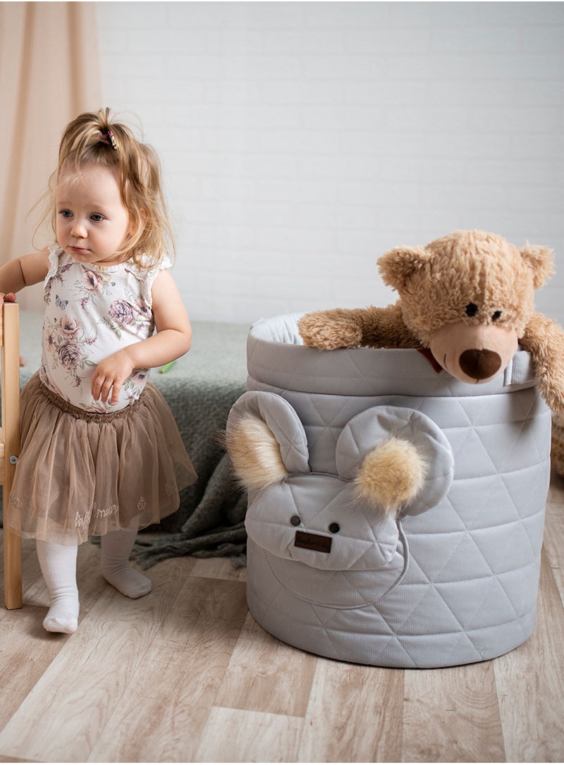 Teddy Toy basket Triangles Light Grey