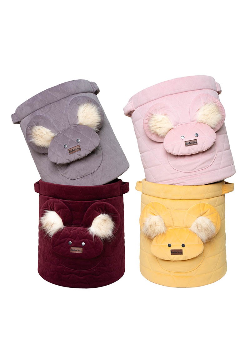 Teddy Toy basket Triangles Pink