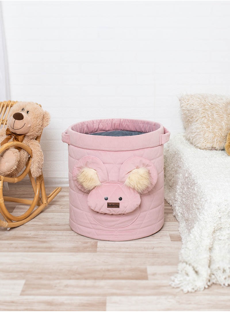 Teddy Toy basket Triangles Pink