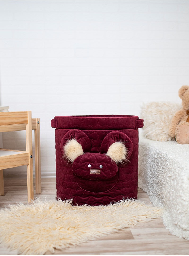 Teddy Toy basket Stars Maroon