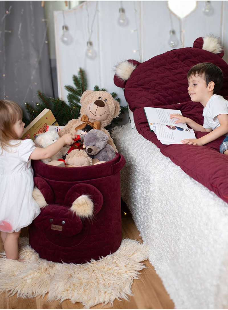 Teddy Toy basket Stars Maroon