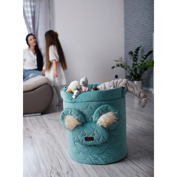 Teddy Toy basket Leaves Ocean Green