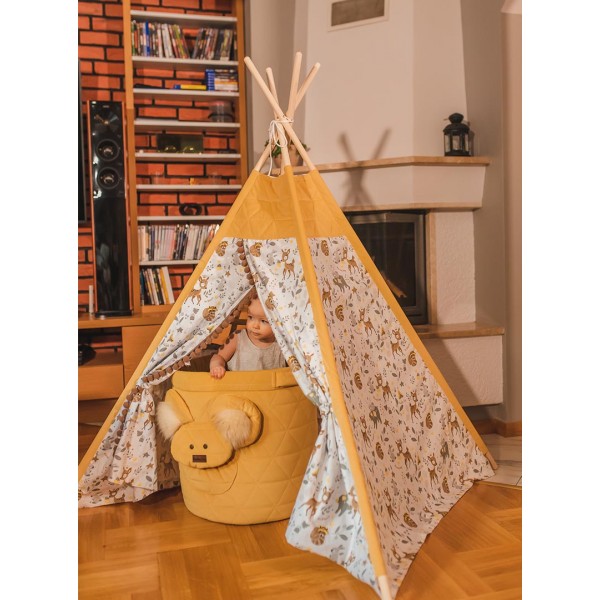 Kosz na zabawki Teddy Triangles Mustard