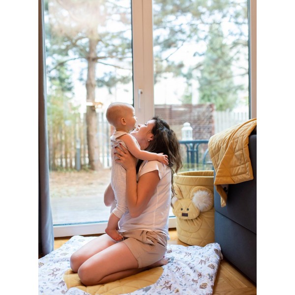 Teddy Toy basket Triangles Mustard