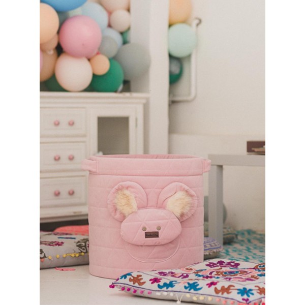 Teddy Toy basket Triangles Pink