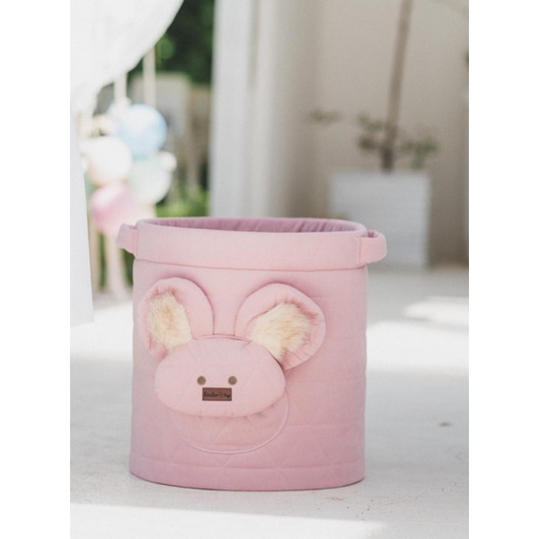 Teddy Toy basket Triangles Pink