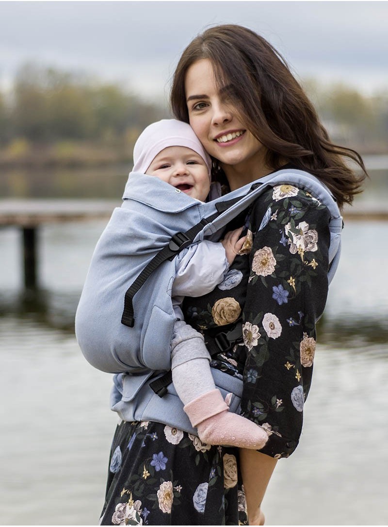 Multi Grow Carrier: Little Herringbone Blue, 100% cotton, jacquard
