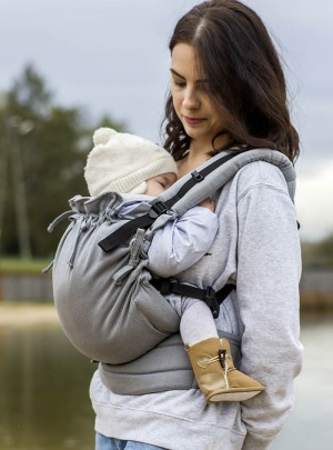 Babytrage Multi Little Grow: 100% Kinder Jacquardstoff - Herringbone Hop Grey, Baumwolle