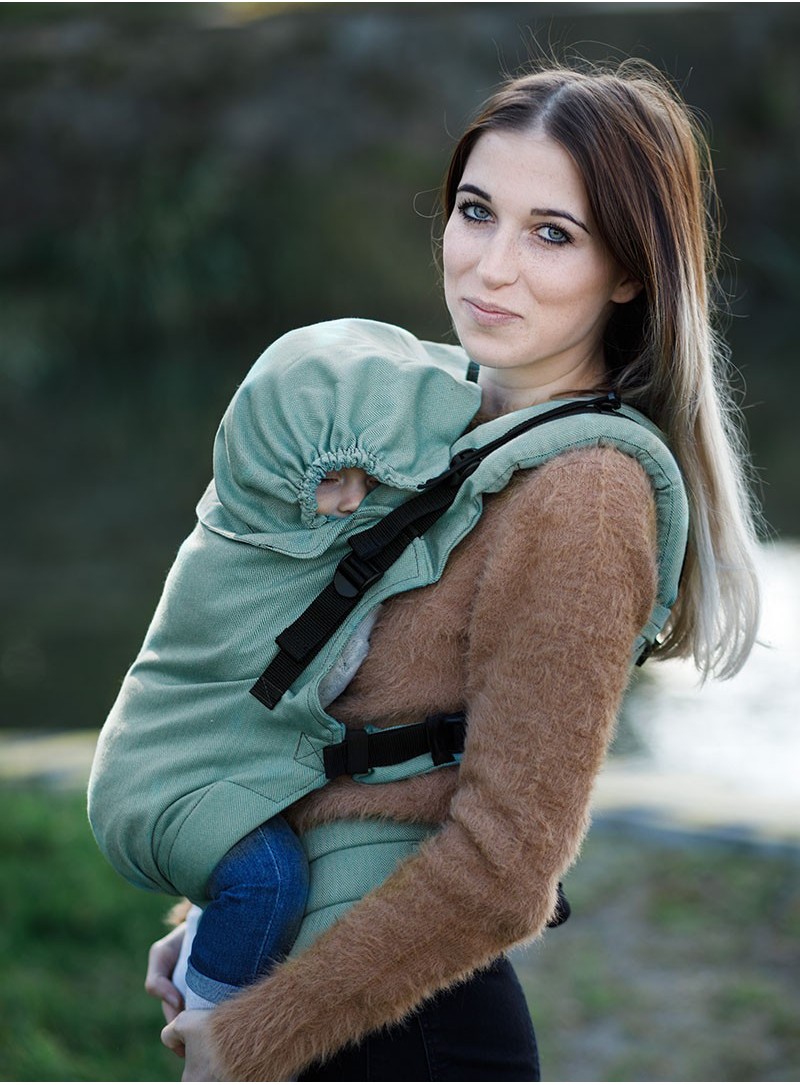 Multi Grow Carrier: Little Herringbone Turquoise, 100% cotton, jacquard