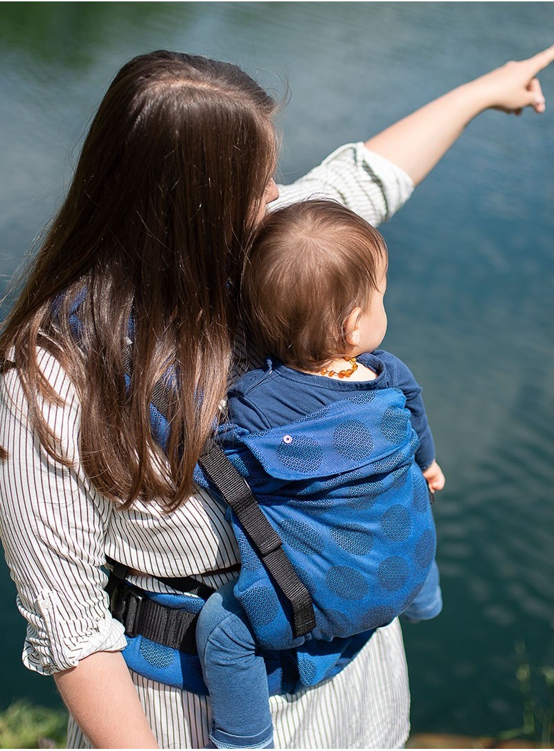 Multi Grow Carrier: Dots Light Blue, 100% cotton, jacquard