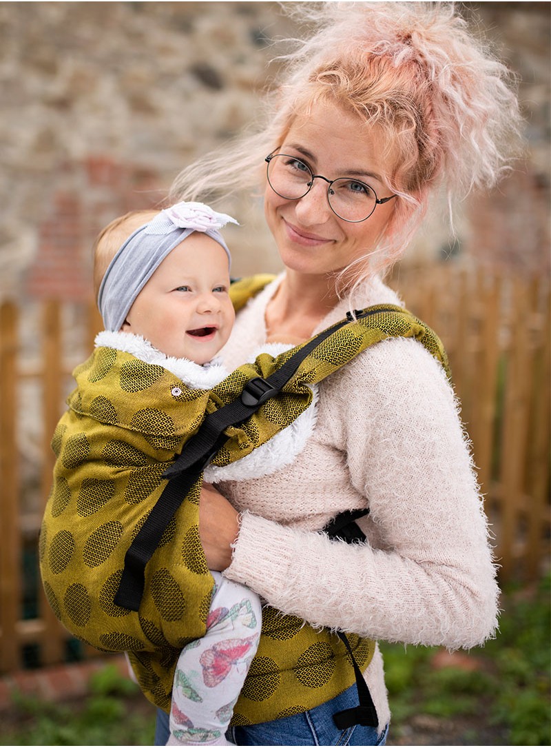 Multi Grow Carrier: Dots Yellow, 100% cotton, jacquard