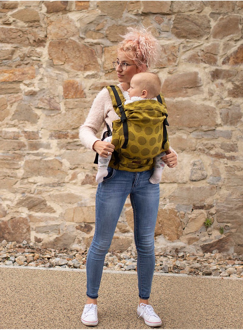 Multi Grow Carrier: Dots Yellow, 100% cotton, jacquard