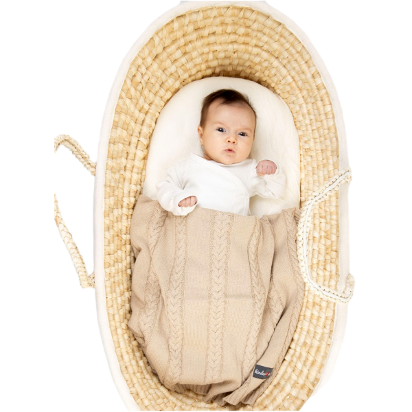 Kocyk dziecięcy dziany Beige, 100% bawełna, 90x65 cm