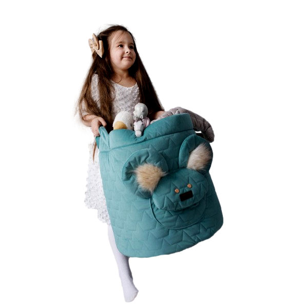 Teddy Toy basket Leaves Ocean Green
