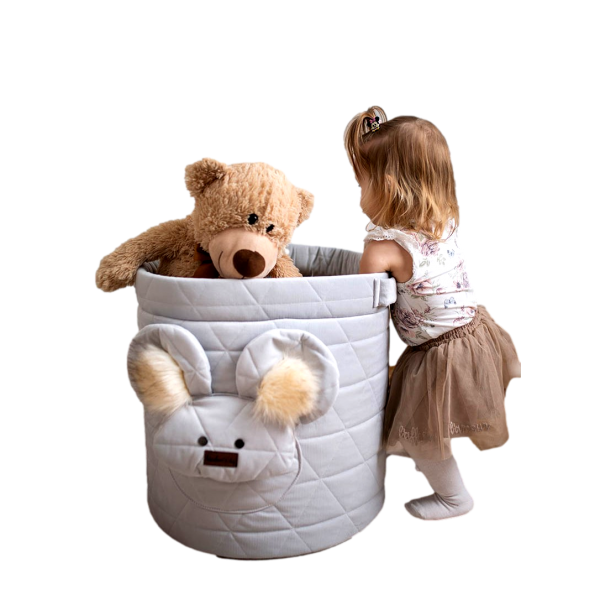 Teddy Toy basket Triangles Light Grey