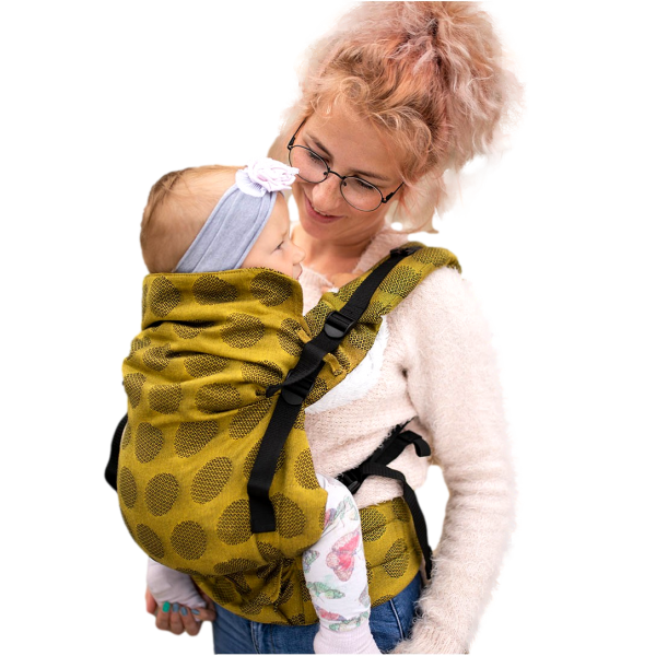 Multi Grow Carrier: Dots Yellow, 100% cotton, jacquard