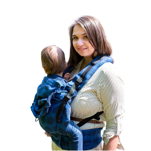 Multi Grow Carrier: Dots Light Blue, 100% cotton, jacquard