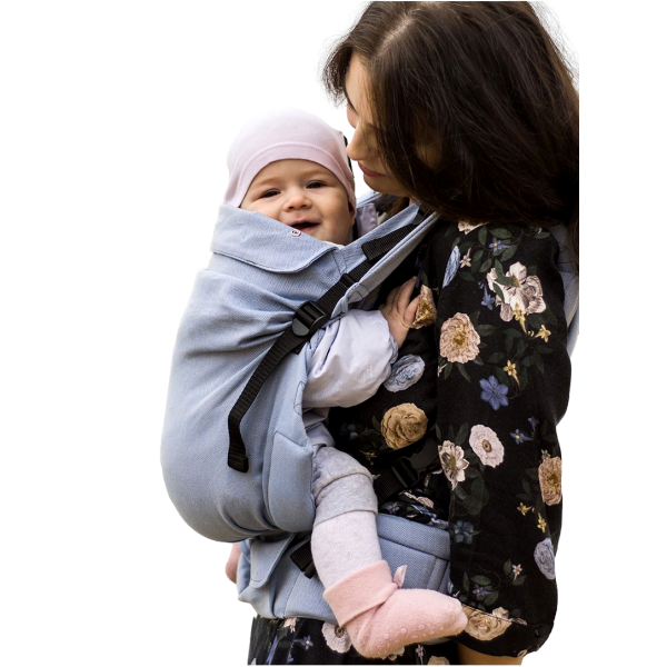 Multi Grow Carrier: Little Herringbone Blue, 100% cotton, jacquard