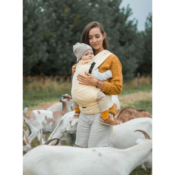 Nosidełko Half Buckle: Little Herringbone Soft Yellow, 100% bawełna, żakard