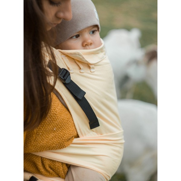 Nosidełko Half Buckle: Little Herringbone Soft Yellow, 100% bawełna, żakard