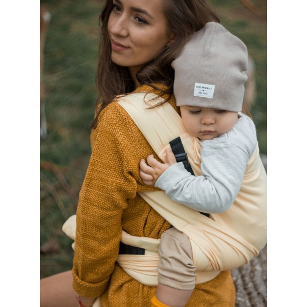 Nosidełko Half Buckle: Little Herringbone Soft Yellow, 100% bawełna, żakard
