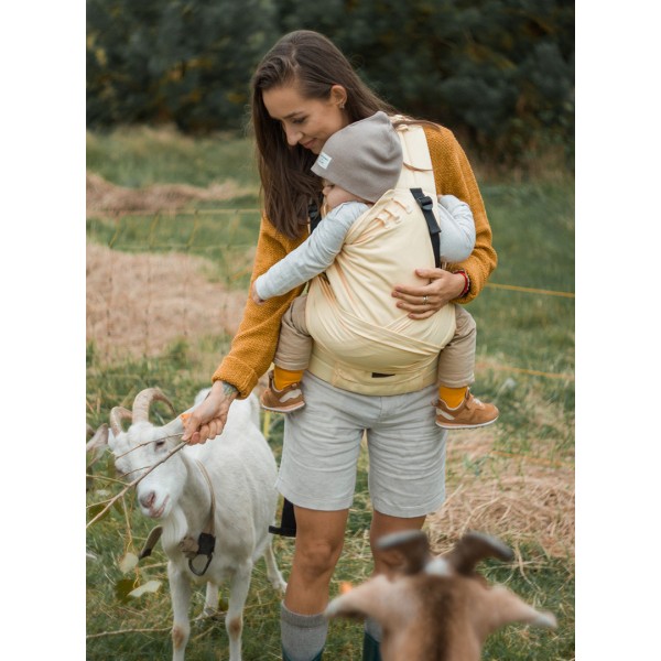 Nosidełko Half Buckle: Little Herringbone Soft Yellow, 100% bawełna, żakard