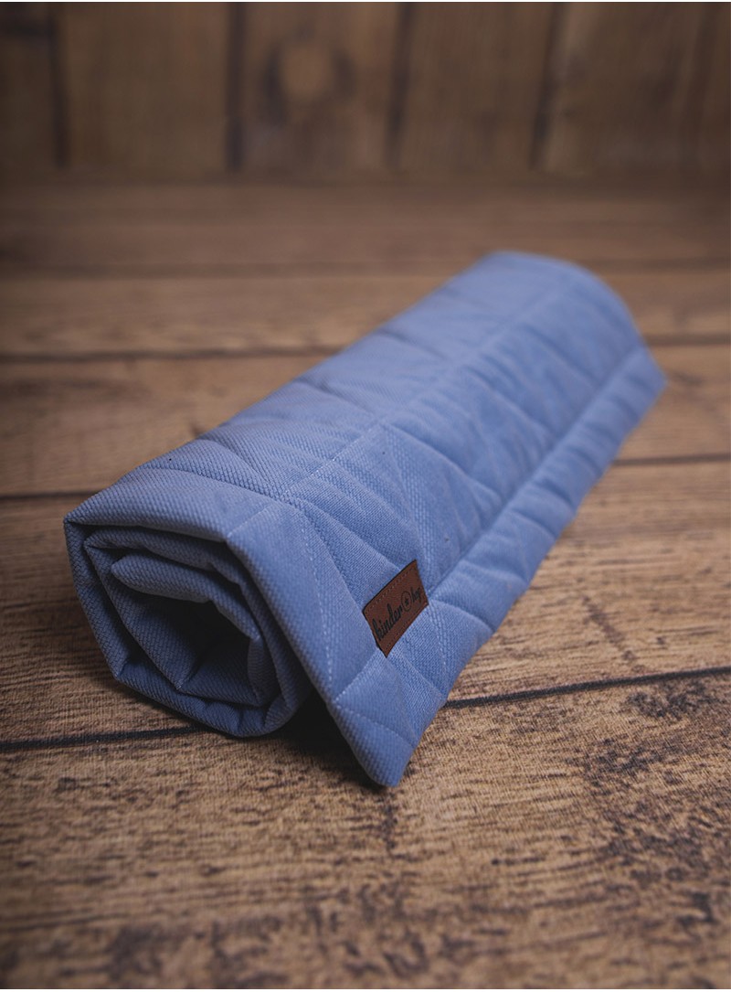 Triangles Jeans double-sided quilt, Minky/cotton, 50 x 70 cm